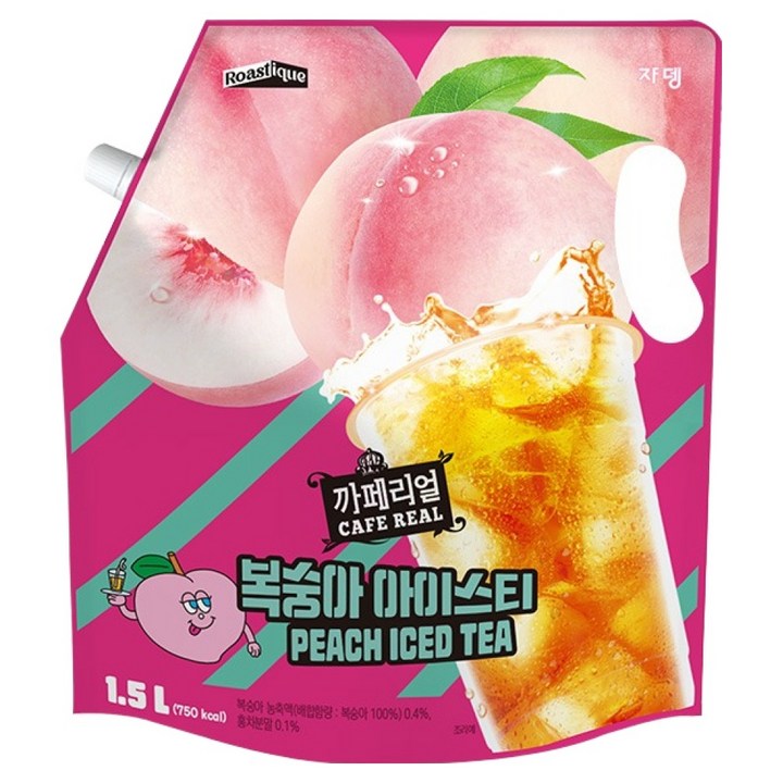 까페리얼 복숭아 아이스티, 1.5L, 1개