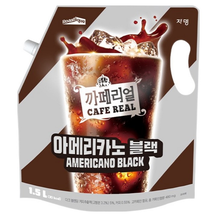 까페리얼 아메리카노 블랙, 1개, 1.5L