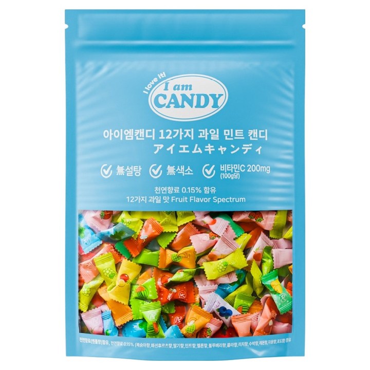 아이엠캔디 무설탕 12가지 과일 민트 비타민C 캔디, 1개, 100g