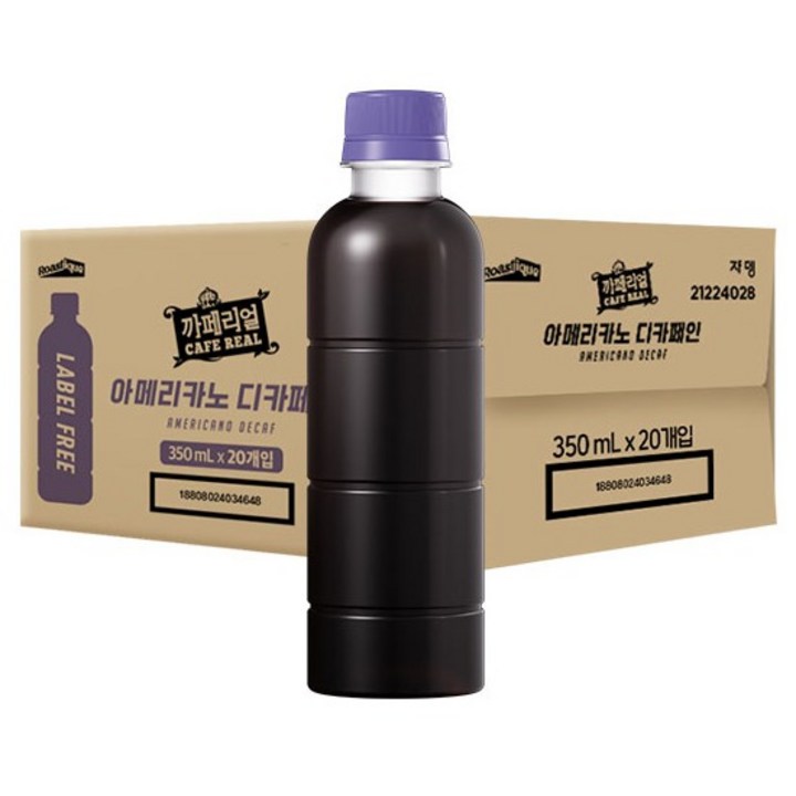 까페리얼 로스티크 아메리카노 디카페인 무라벨, 20개, 350ml
