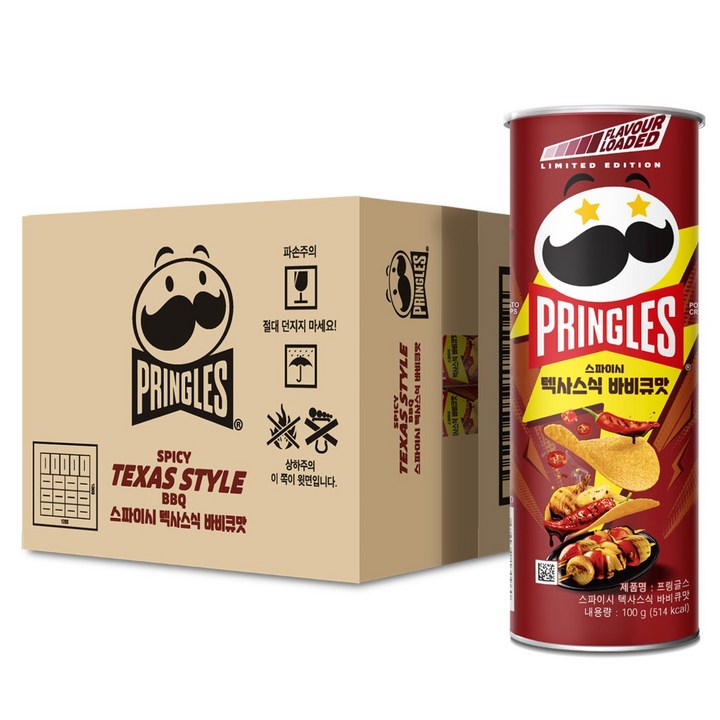 프링글스 스파이시 텍사스식 바비큐맛, 100g, 12개