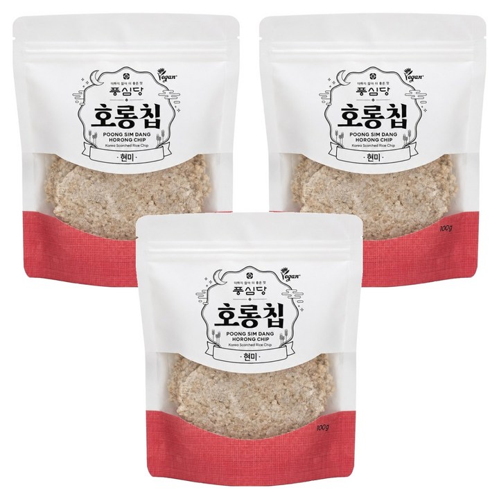 풍심당 국내산 호롱칩 현미 누룽지 과자, 100g, 3개