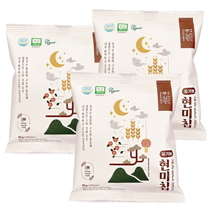 풍심당 유기농 현미칩, 30g, 3개