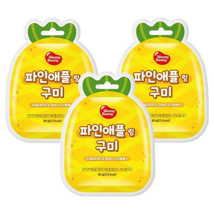 위니비니 파인애플모양 구미, 80g, 3개
