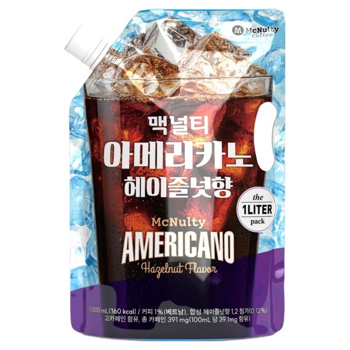 맥널티커피 아이스 아메리카노 헤이즐넛, 1개, 1L