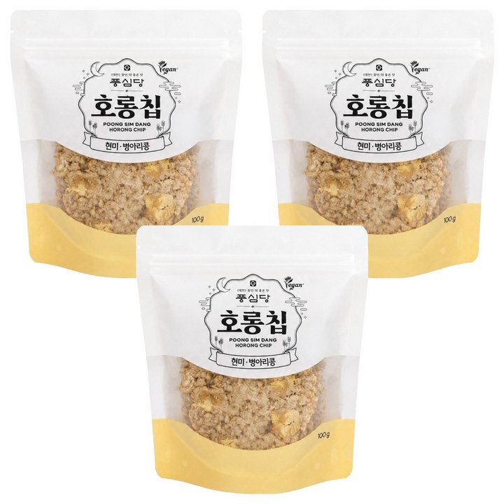 풍심당 호롱칩 현미 병아리콩 누룽지 과자 칩, 100g, 3개
