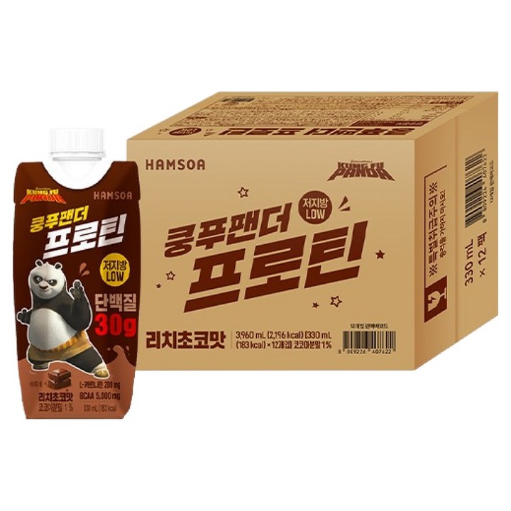 함소아 쿵푸팬더 프로틴 리치초코맛, 12개, 330ml