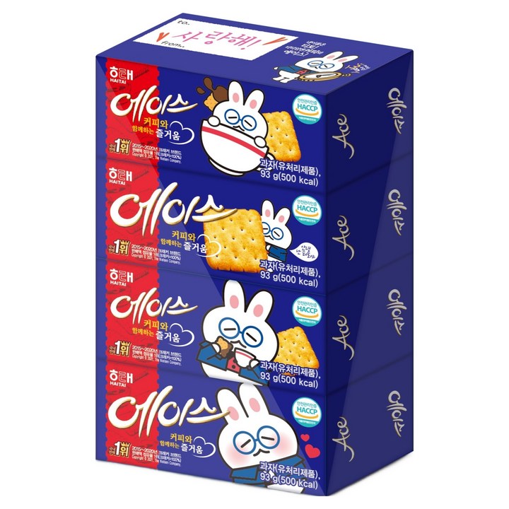 해태에이스 해태제과 과자, 93g, 4개