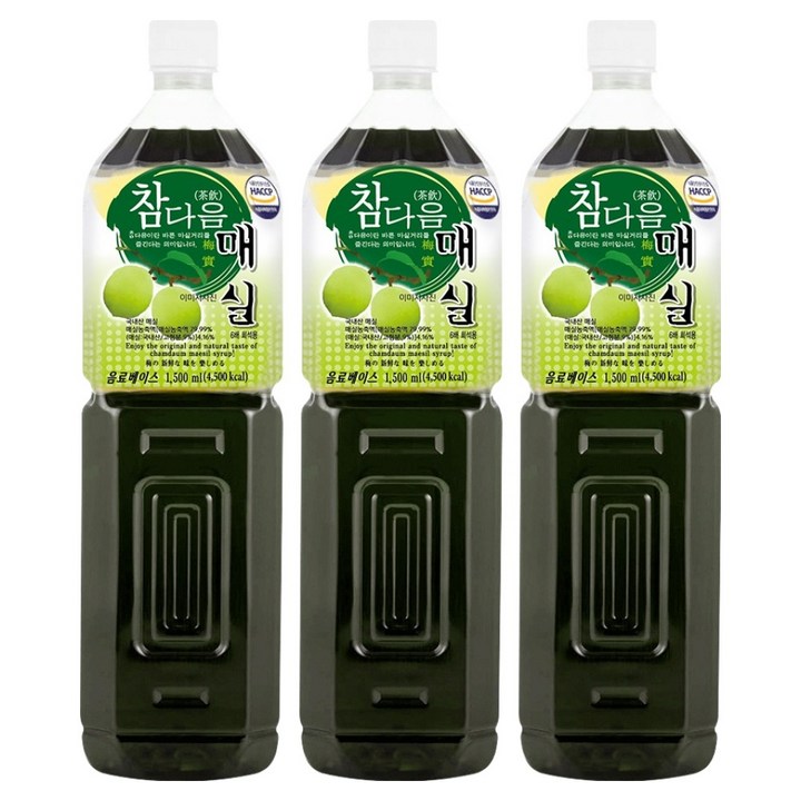 참다음 매실 음료베이스, 1.5L, 3개