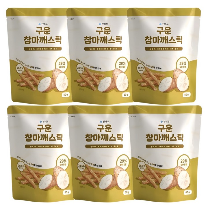 천해무 구운참마깨스틱, 60g, 6개