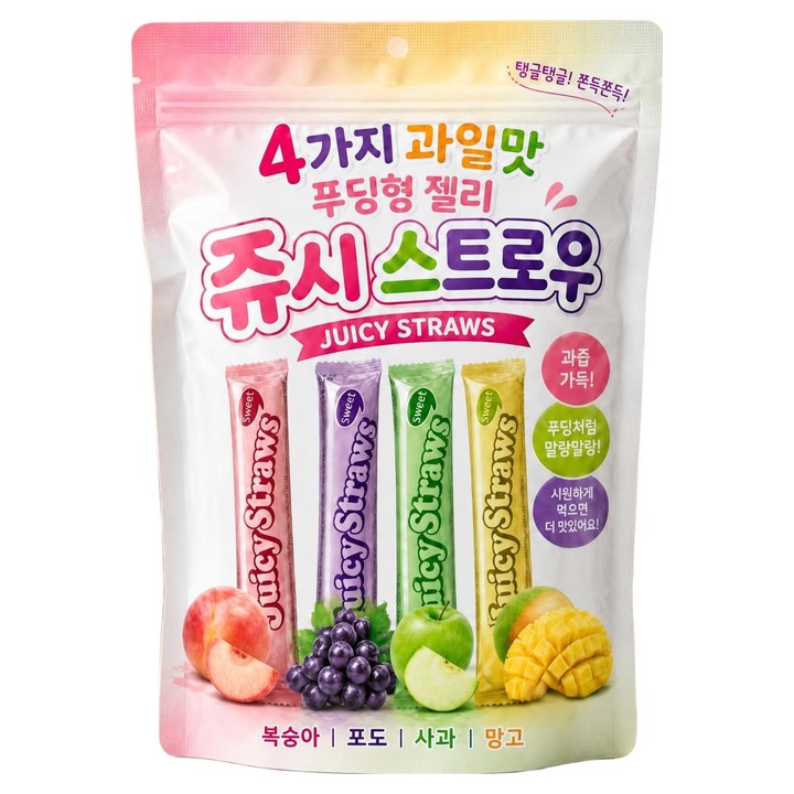 쥬시스트로우 4가지 과일맛 푸딩형 젤리 60p, 1.14kg, 1개