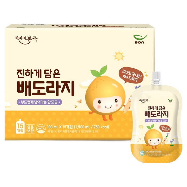 베이비본죽 진하게 담은 배도라지, 15개, 100ml