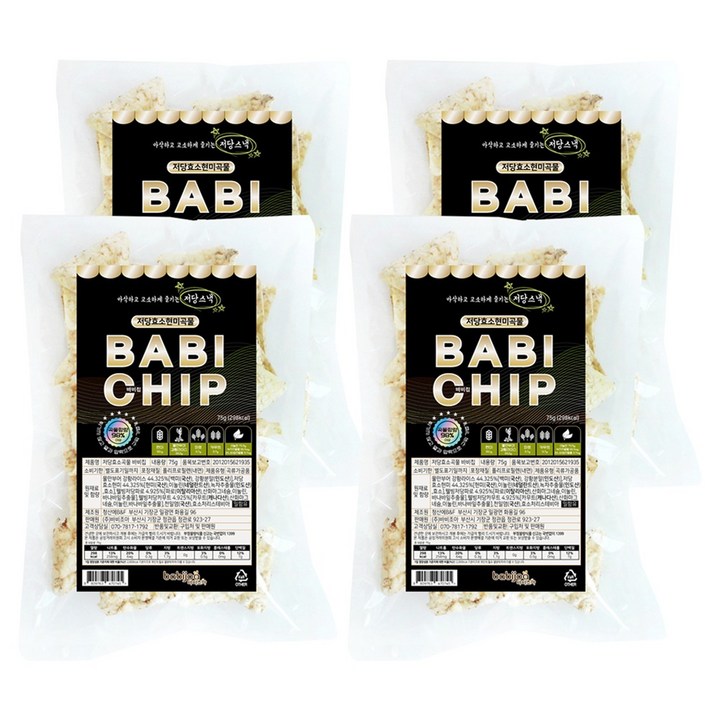 바비조아 저당효소곡물 바비칩, 75g, 4개
