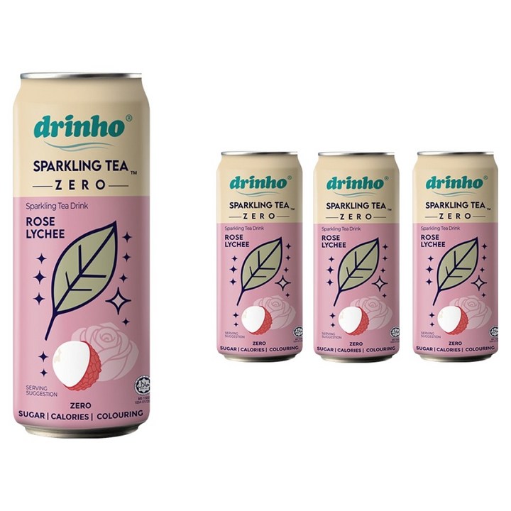 드린호 제로 스파클링티 로즈리치, 4개, 320ml