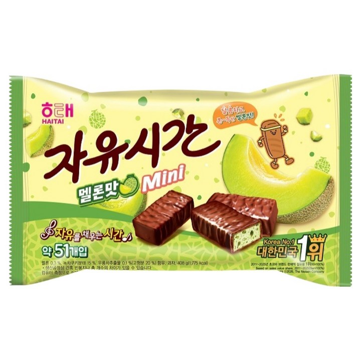 자유시간 미니 초코바 멜론맛, 408g, 1개