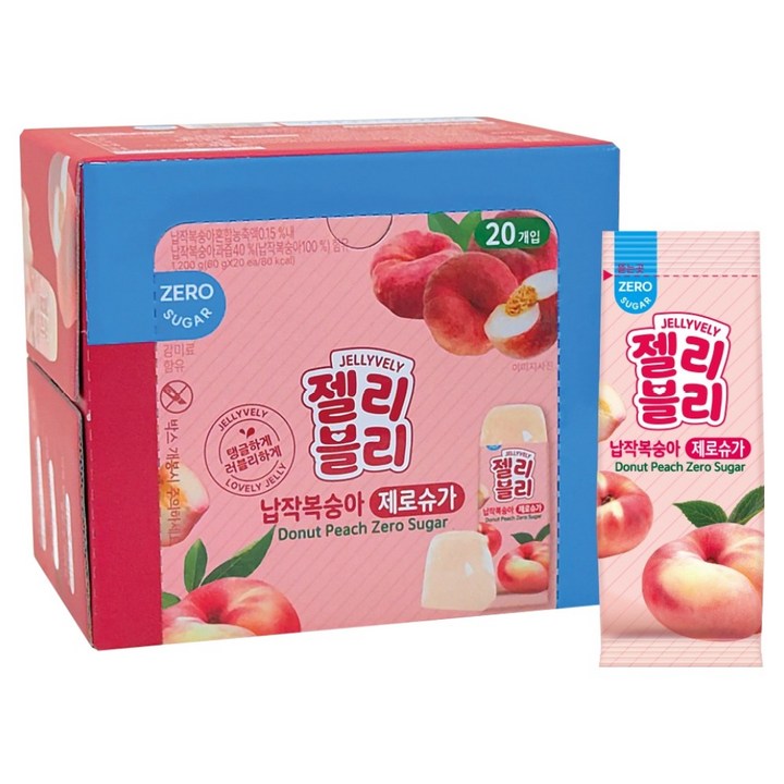 젤리블리 납작복숭아 제로슈가 20개입, 1.2kg, 1개