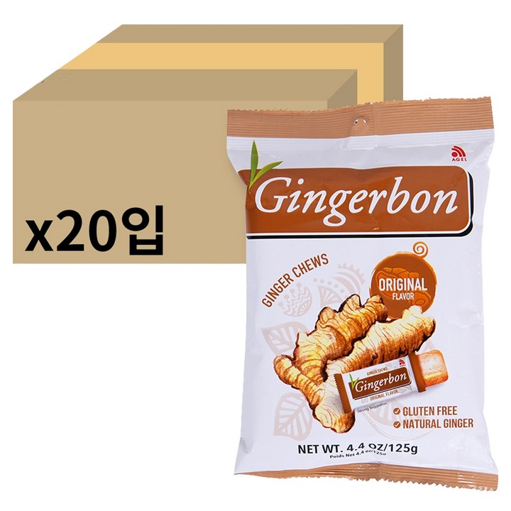 진저본 오리지널 생강 츄이캔디, 125g, 20개