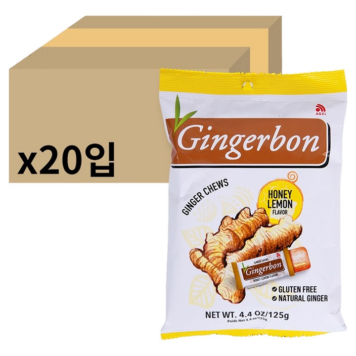진저본 생강 츄이캔디 허니레몬맛, 125g, 20개