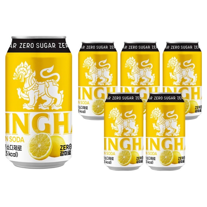 싱하 레몬 소다 제로, 355ml, 6개