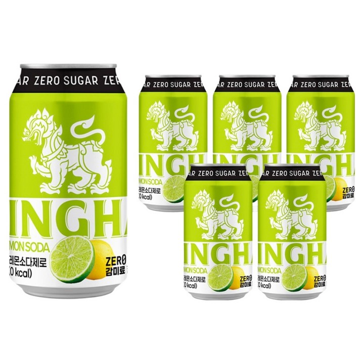 싱하 라임레몬 소다 제로, 6개, 355ml