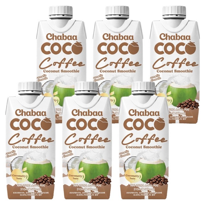 차바 코코넛 스무디 커피맛, 6개, 310ml