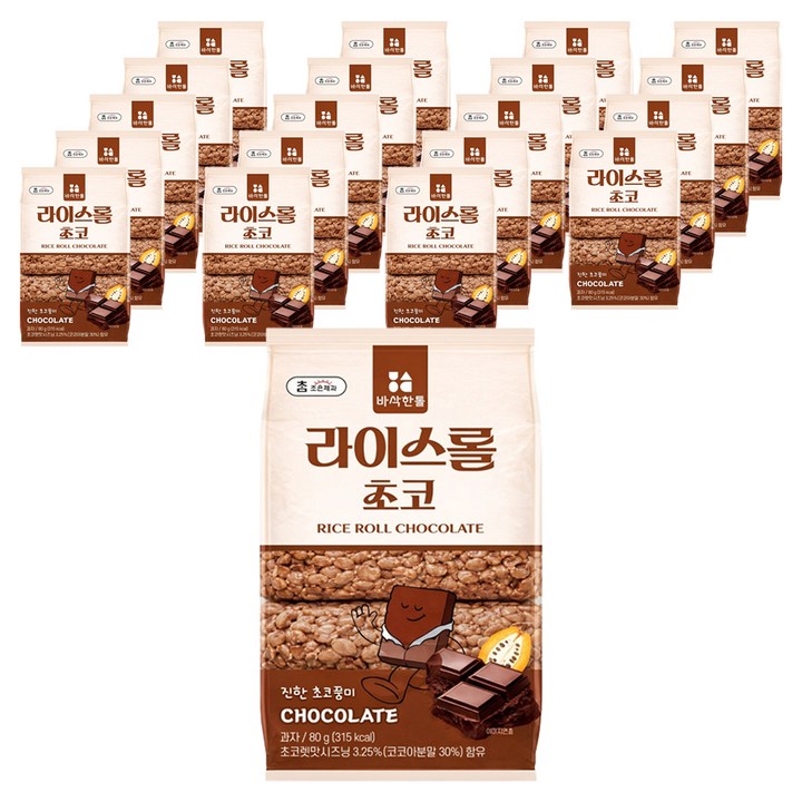 바삭한톨 조은제과 라이스롤 초코, 80g, 20개