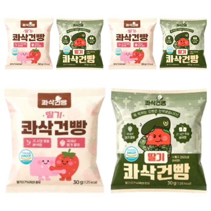 정든식품 딸기 바삭한 콰삭건빵, 30g, 6개