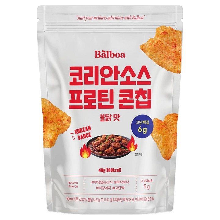 발보아 코리안소스 프로틴 콘칩 불닭, 1개, 40g