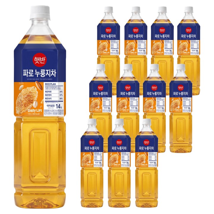 햇반 식이섬유 함유로 더 건강한 파로누룽지차, 12개, 1.5L