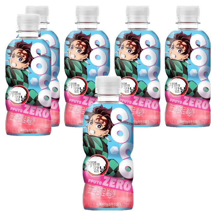 뿌요 코코 제로 복숭아 랜덤발송, 6개, 280ml