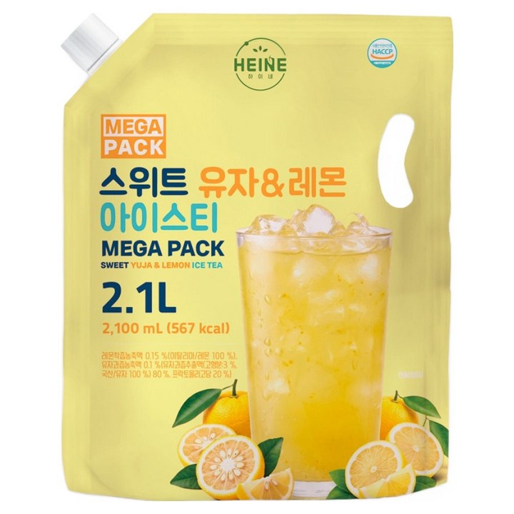하이네 메가팩 스위트 유자레몬 아이스티, 1개, 2.1L