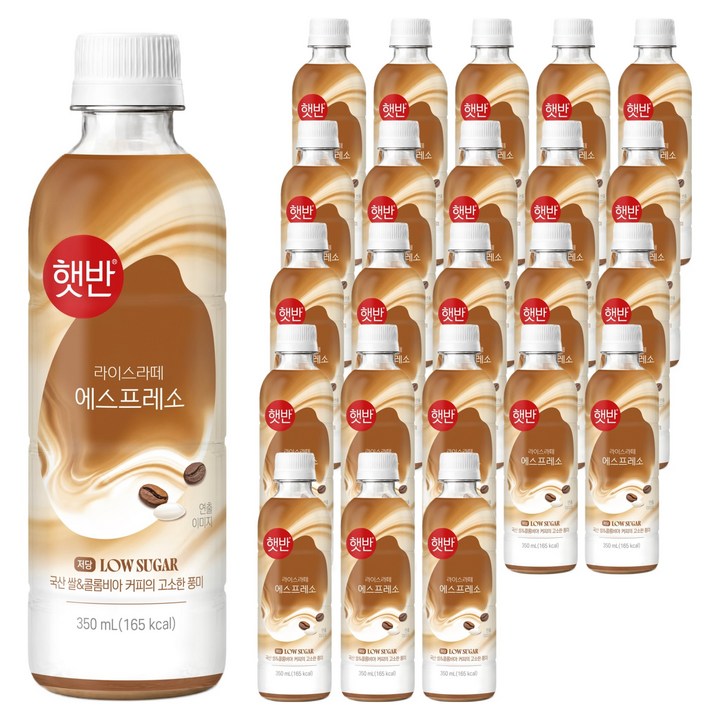 햇반 저당 라이스라떼 에스프레소 커피, 24개, 350ml