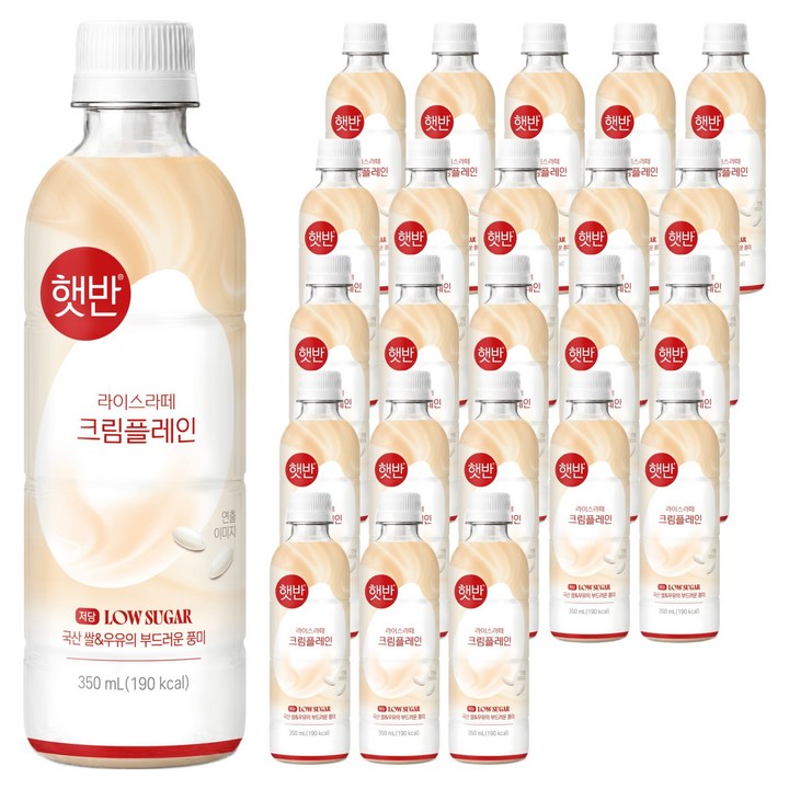 햇반 저당 라이스라떼 크림플레인 커피, 24개, 350ml