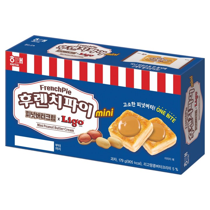해태제과 후렌치파이 mini 피넛버터크림 x LIGO 15p, 179g, 1개