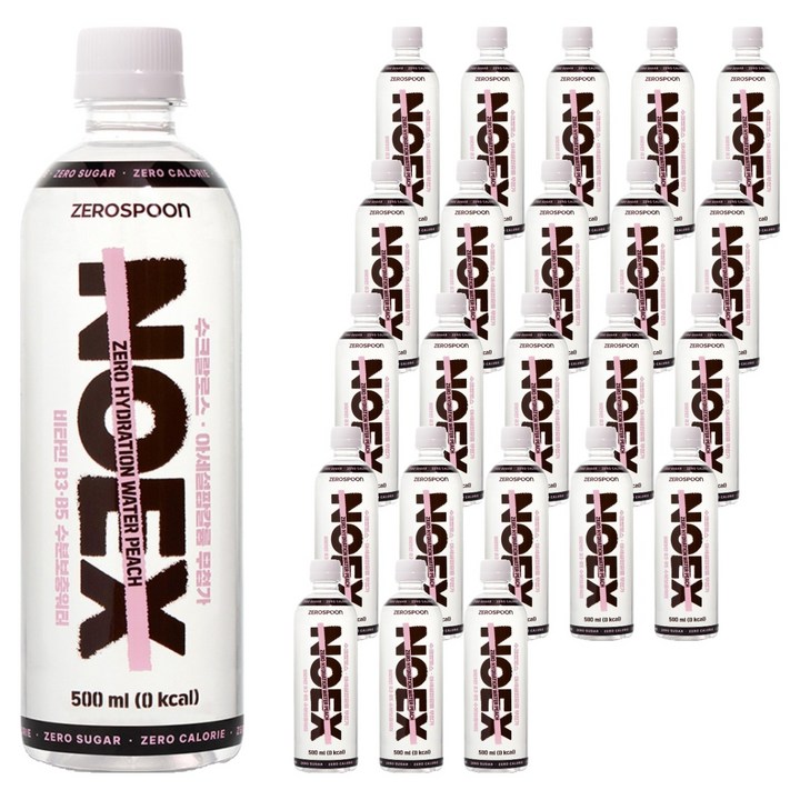 제로스푼 NOEX 제로 수분 워터 복숭아, 500ml, 24개