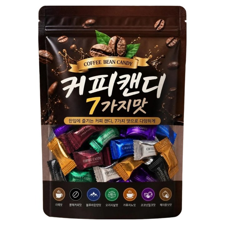 담은재 씹어먹는 커피콩 모양 캔디 7가지맛, 1kg, 1개