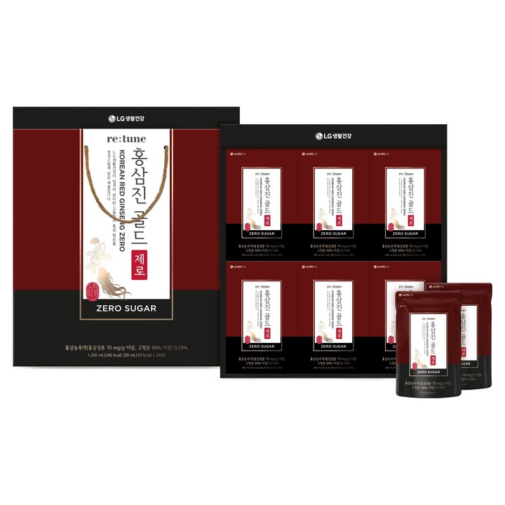 리튠 LG생활건강 홍삼진 골드 제로 음료, 24개, 50ml