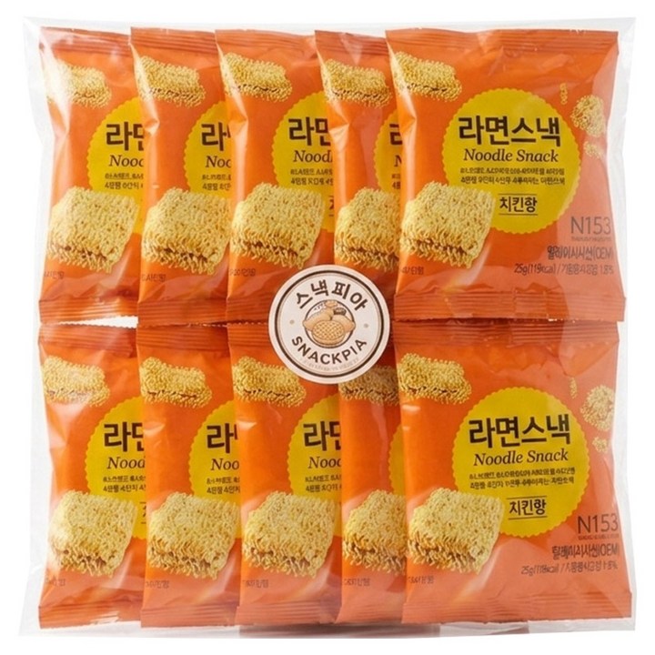 노브랜드 스낵피아 라면스낵과자, 25g, 10개