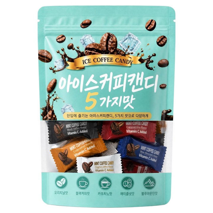 담은재 씹어먹는 비타민C 아이스 민트 커피 캔디 5가지맛, 500g, 1개