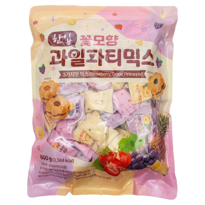 한입 꽃모양 과일파티믹스 샌드 쿠키, 800g, 1개