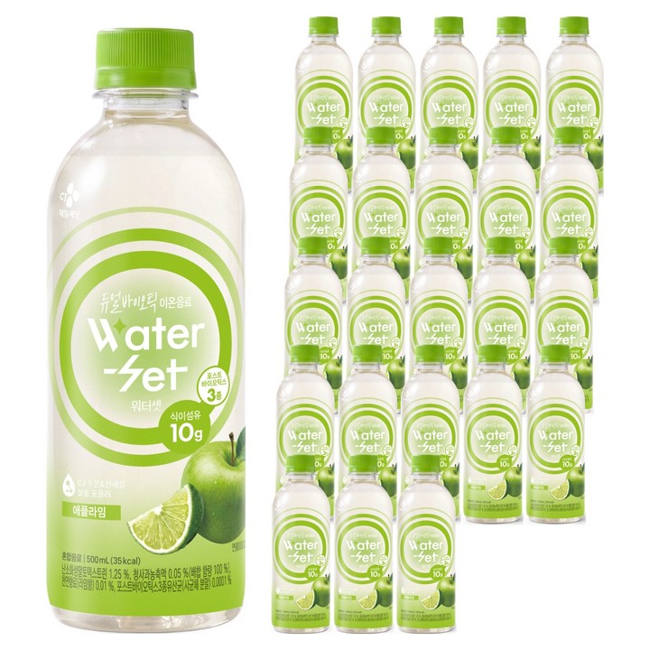 CJ제일제당 워터셋 듀얼바이오틱 이온음료 애플라임, 24개, 500ml
