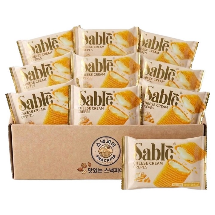 Sable 미니 크레페 치즈크림 맛, 20g, 10개