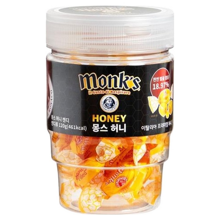 Monks 몽스 허니 캔디, 120g, 1개