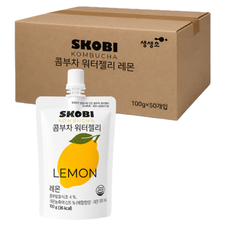 생생초 스코비 콤부차 워터젤리 레몬, 100g, 50개