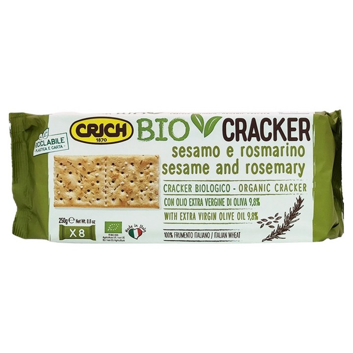 크릭 유기농 엑스트라버진 올리브유 참깨 & 로즈마리 크래커 8p, 250g, 1개