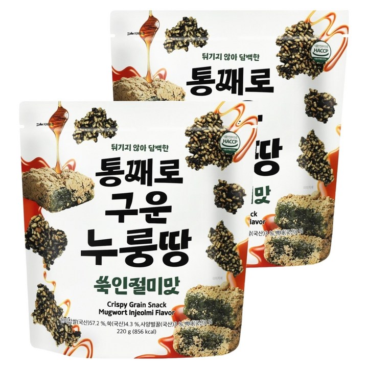 일일곡식 누룽땅 쑥인절미, 220g, 2개