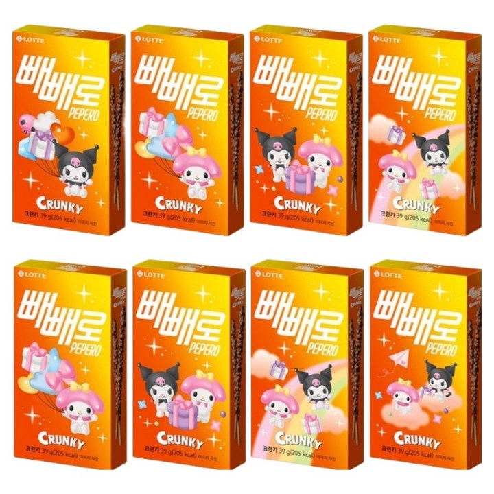 빼빼로 크런키 막대과자 쿠로미 마이멜로디, 39g, 8개