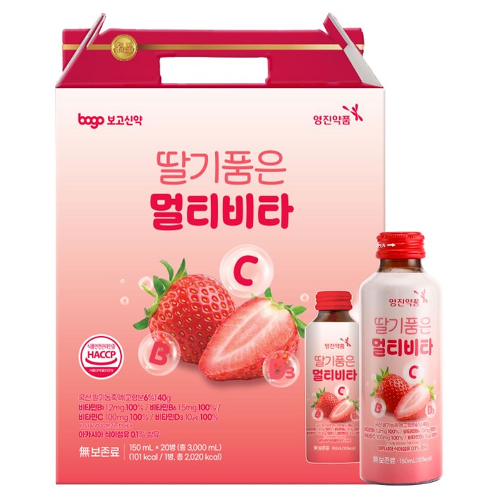 영진약품 딸기품은 멀티비타 드링크 음료, 20개, 150ml