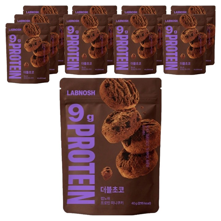 랩노쉬 프로틴 미니쿠키 더블초코, 40g, 10개