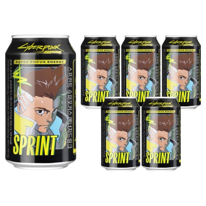 클룹 스프린트 X 사이버펑크 슈퍼포커스 에너지드링크 오리지널, 6개, 355ml